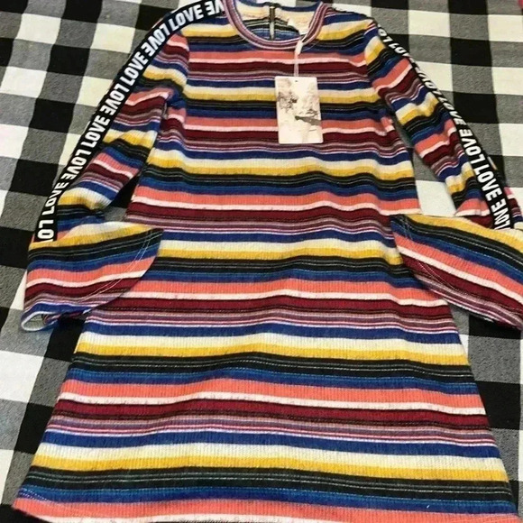 Hannah Banana NEW Striped Sweater Dress Flutter Sleeve Size 10 - Picture 1 of 6